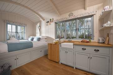 The living area is open plan and has all you could need for a comfortable stay.