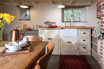 A gorgeous country-style kitchen.