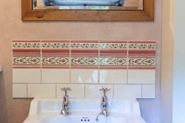 Vintage tiles in the bathroom.