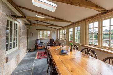 The fabulous conservatory overlooks the terrace and the garden.