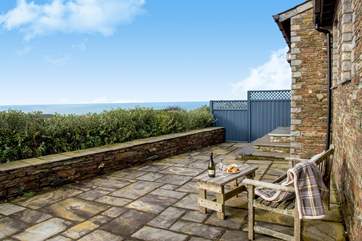 Whichever way you look the views from the terrace are quite wonderful - with the sea in one direction....