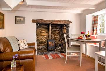 Relax by the fire while waiting for your supper.