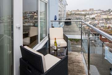 Enjoy a spot of sea air from the living-room balcony. (New decking has been laid, new image to follow soon).