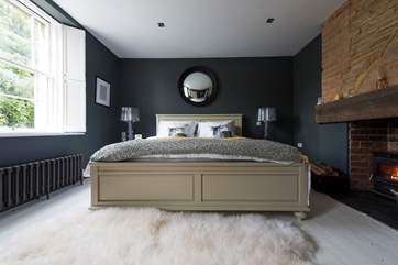 The wood-burning stove adds a very romantic feel.