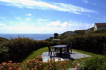Looking out at the garden from the sitting-room's French door.