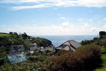 The wonderful view down to the village from the end of the long garden.