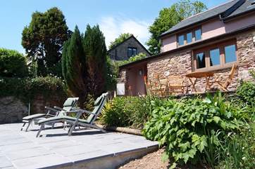 The terrace in front of The Garden Cottage.