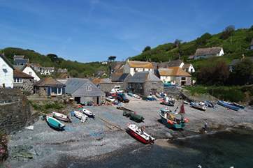 Beach Cottage is the property to the left of the picture, with the blue shutters.