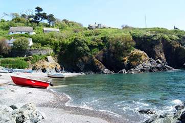 Down on the beach just below the cottage.