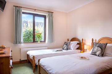 The delightful twin bedded room