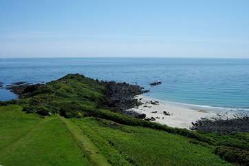 The stunning view to Chynhalls Point (at low tide) from the grounds.