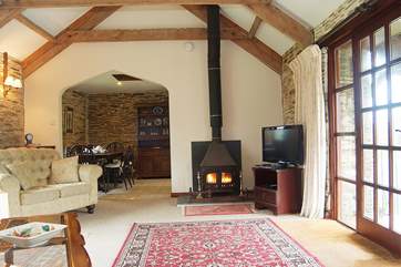 Although the cottage is warm and cosy with full central heating, the wood-burner adds a cheerful glow on damp days.