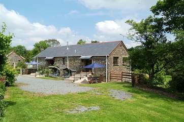 Looking back at the cottages from the barbecue and play areas.
